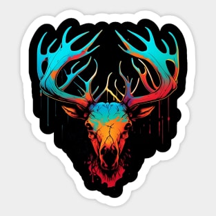 Colorful Elk Skull Sticker